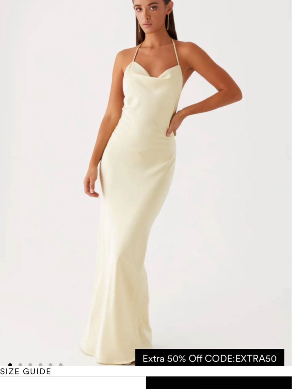 Peppermayo Cream Cowl Neck Halter Maxi Dress